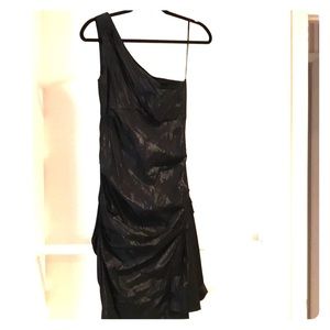 Stretch shimmering black cocktail dress